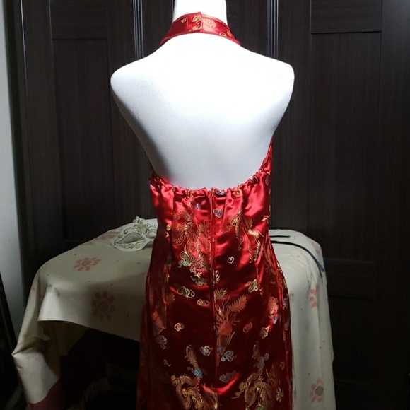 Red and multicolored Japanese inspired dress - Picture 4 of 6